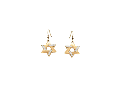 CZ Studded Magen David Dangle Earring